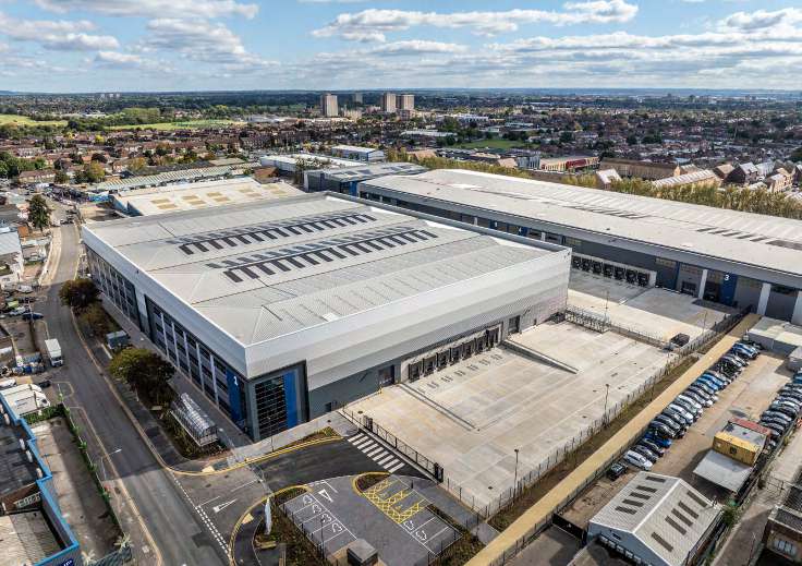 Aerial view of the completed Vertex units and yards from the south
